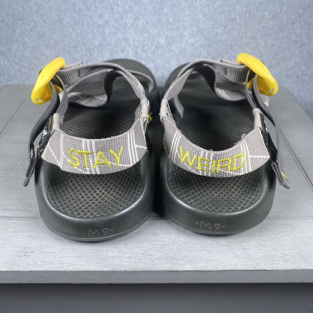 Chaco Z1 Classic Sandals Mens Size 9 Grey Stay Weird Custom Vibram Hiking Shoes - Picture 7 of 9